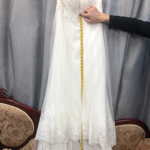 Modern Vintage Hi Lo Lace Wedding Dress Boho - Picture 7 of 13